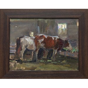 "Корови". 1950-ті роки. Картон, олія, 25,5х33,5 см